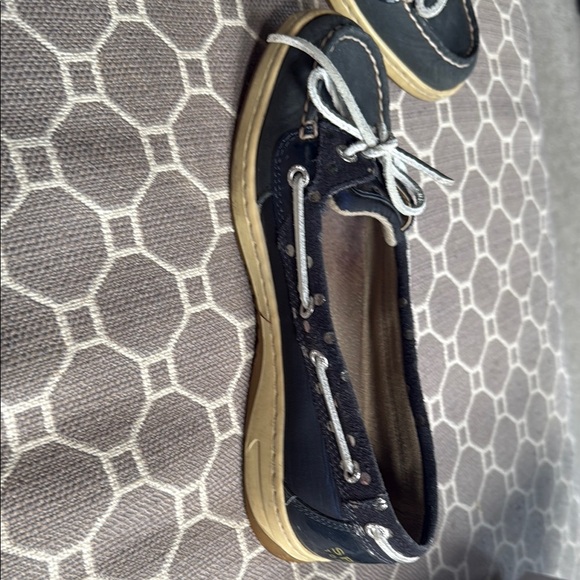 Sperry Dark Blue Boat Shoes with Light Gray Laces - Picture 9 of 13